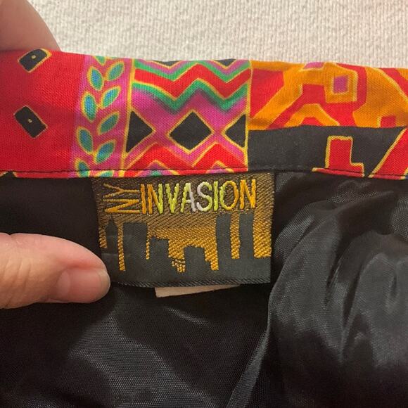 NY Invasion womens medium blazer abstract bright 80s cool unique funky - Picture 3 of 9